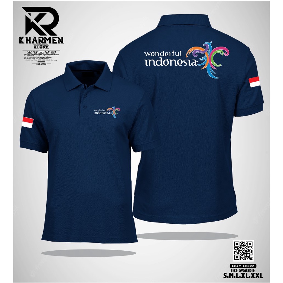 Polo Shirt /baju ,Wonderful Indonesia  Baju Kaos Kerah Logo Pariwisata Wonderful Indonesia terlaris