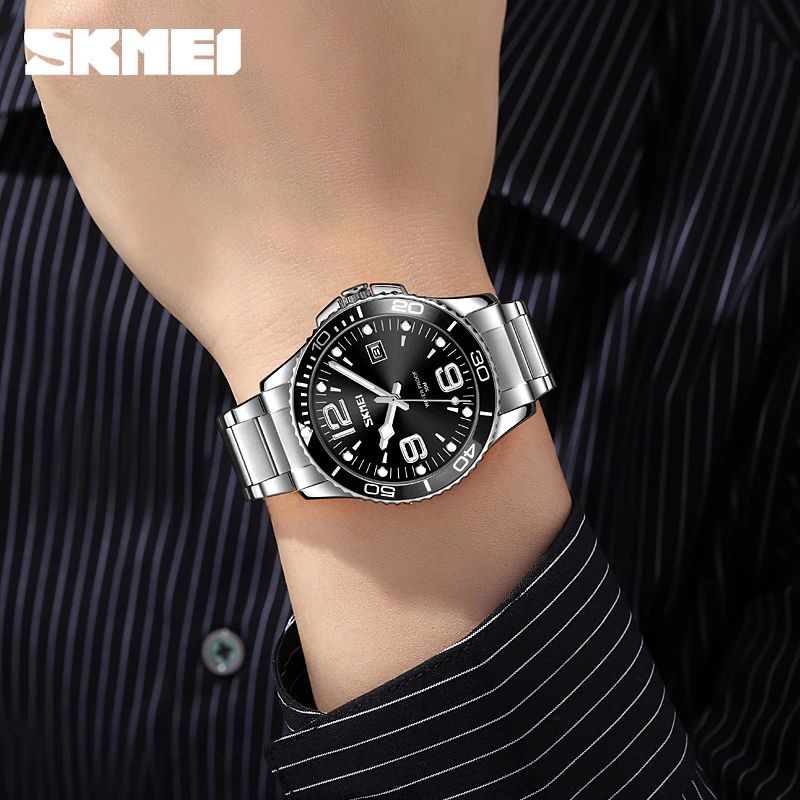 SKMEI 9278 Jam Tangan Pria Analog Tali Stainless Steel Business Watch WATCHKITE WKOS