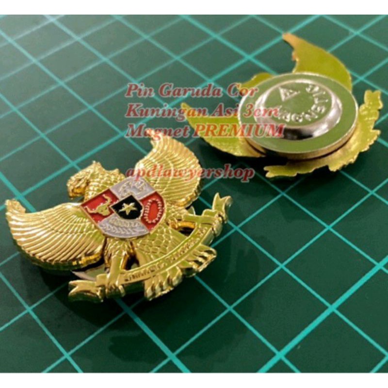 Pin Garuda Cor Kuningan 3 cm Magnet Premium