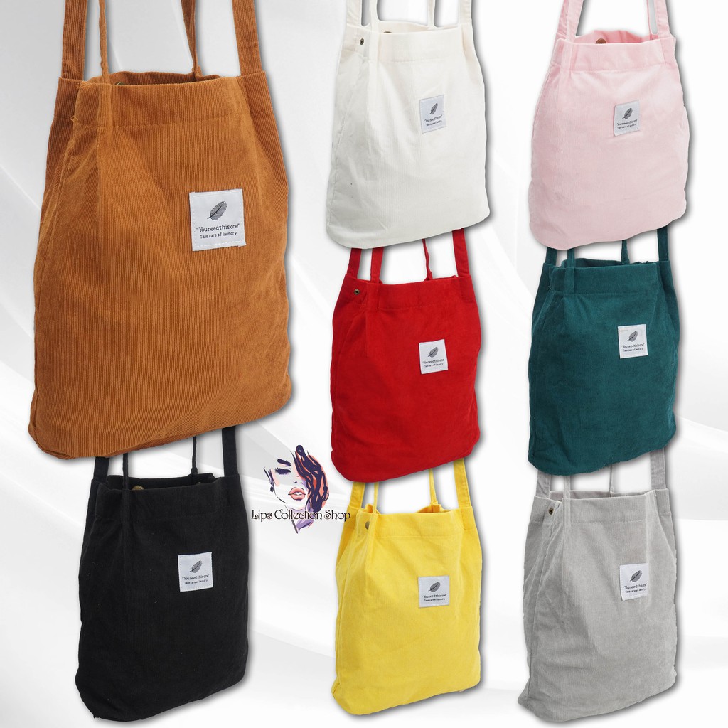 Tas Selempang Wanita Korea Corduroy Tote Bag | Tote Bag Korea