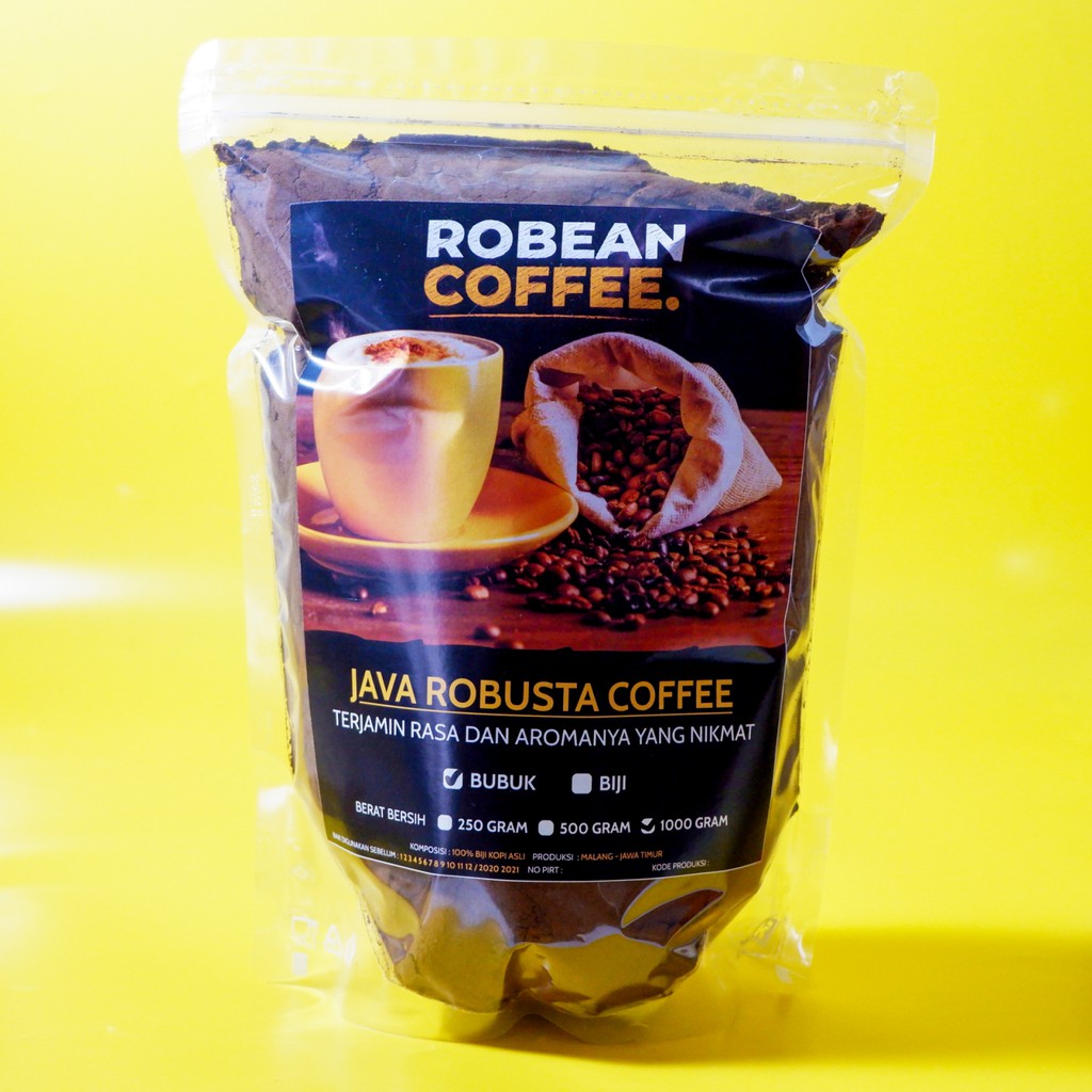 

Kopi Bubuk Robusta Dampit Robean 1000Gram/1Kg. Kopi Murni Tanpa Campuran dan Bahan Pengawet. Halus