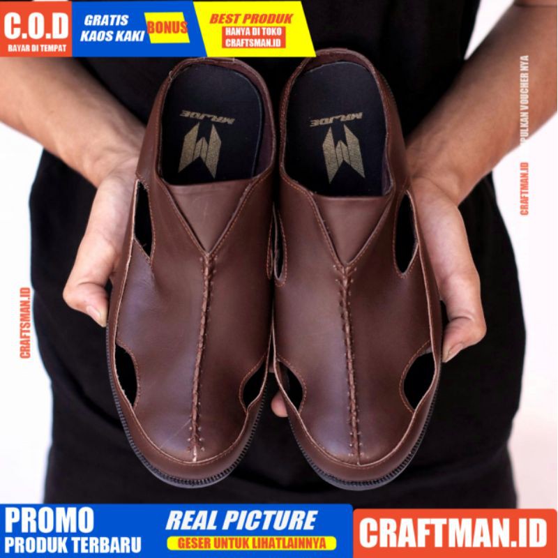 CRAFFTS X HIRO Sandal Kulit pria Bustong Sendal Casual Pria Original