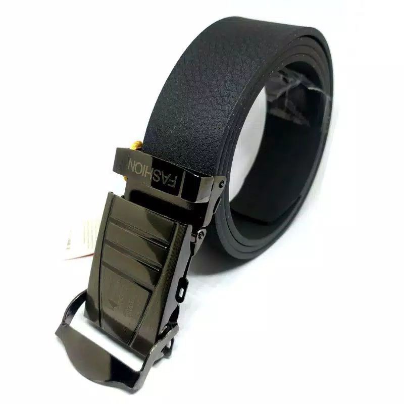 Ikat Pinggang Pria Sabuk Gesper Kulit Sintesis Tebal Men Belt Automatic Buckle Model Jepit