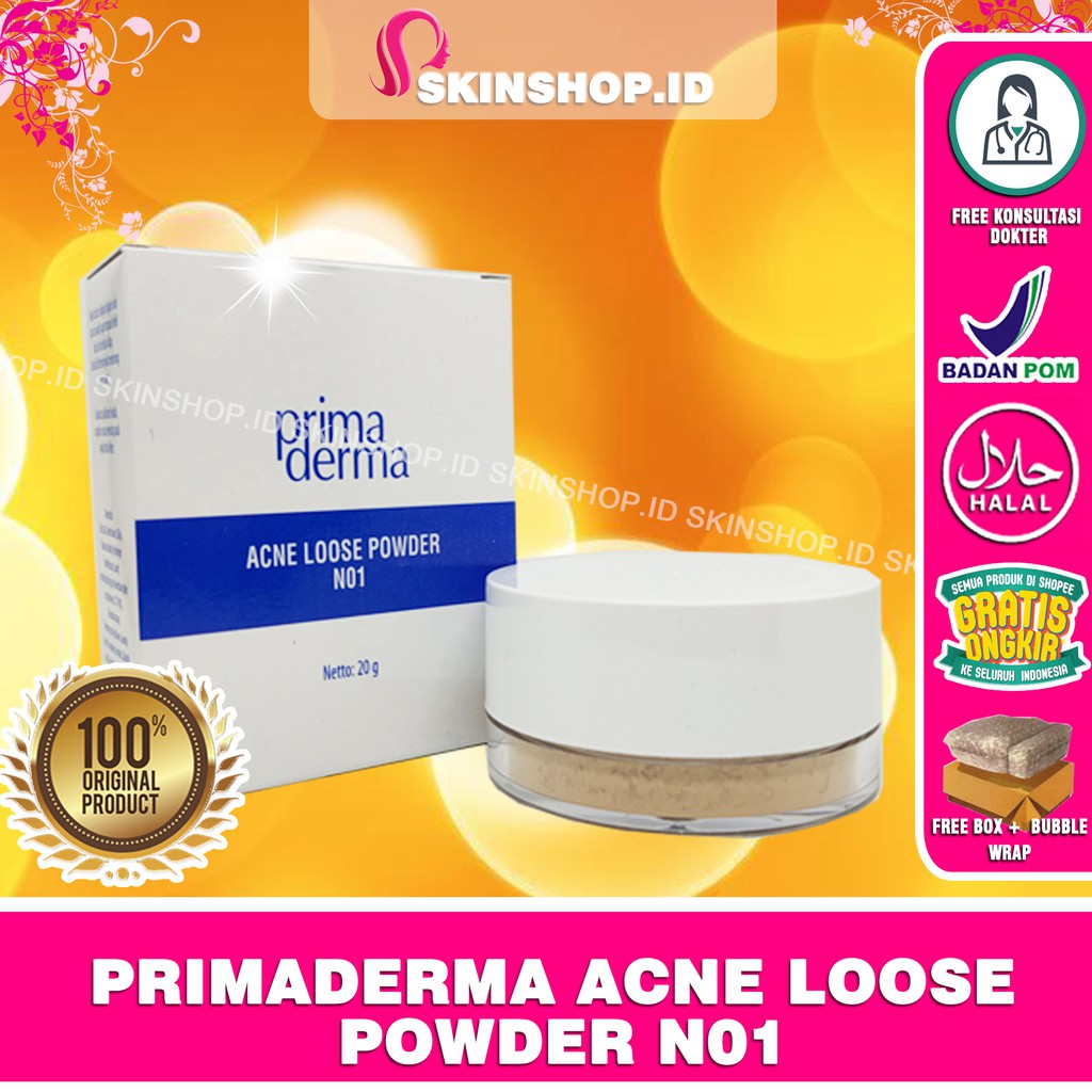 PRIMADERMA ACNE LOOSE POWDER L01 dan N01 20gr Original / Bedak Tabur Kulit Berminyak  Berjerawat  BPOM AMAN