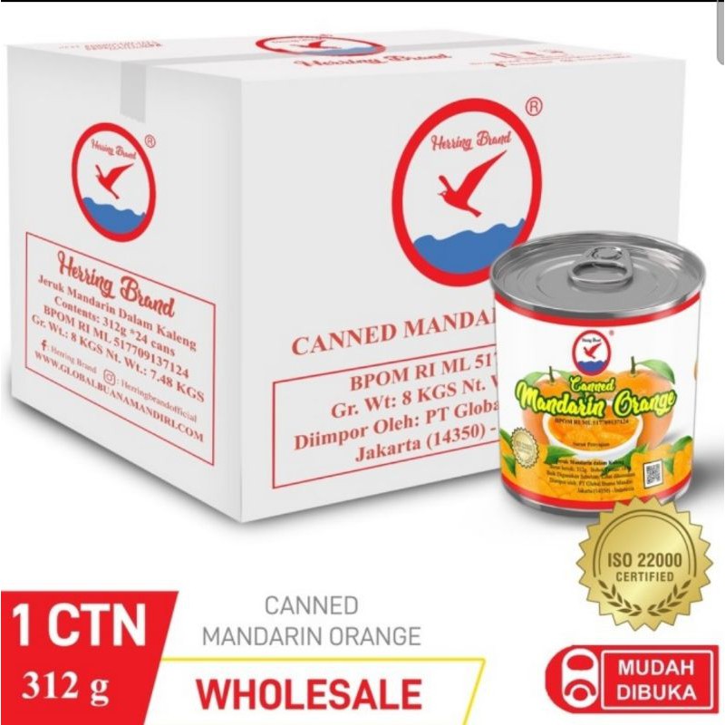 

1 Ctn (24 klg) Mandarin Orange Jeruk Kaleng Herring Brand-Buah Kaleng (KHUSUS GRAB GOJEK)