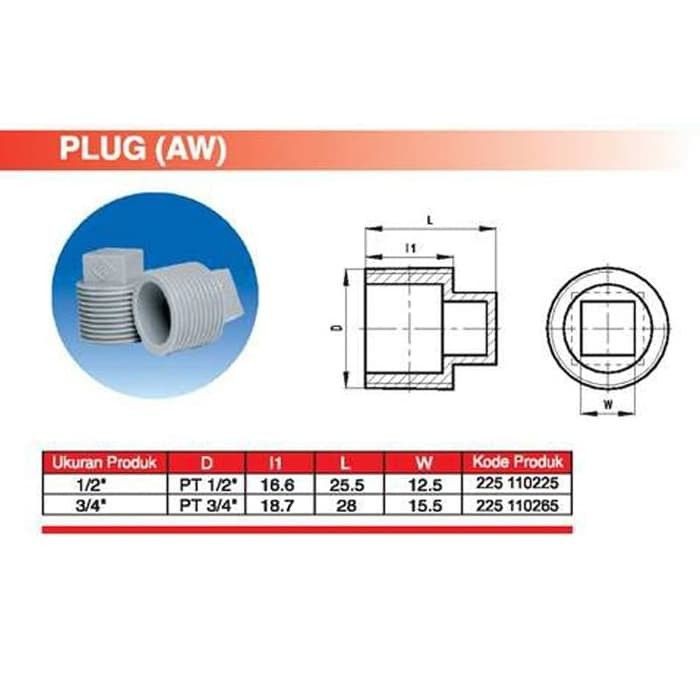 [COD] TUTUP SAMBUNGAN PIPA - PLUG - 1/2 INCH - AW - RUCIKA