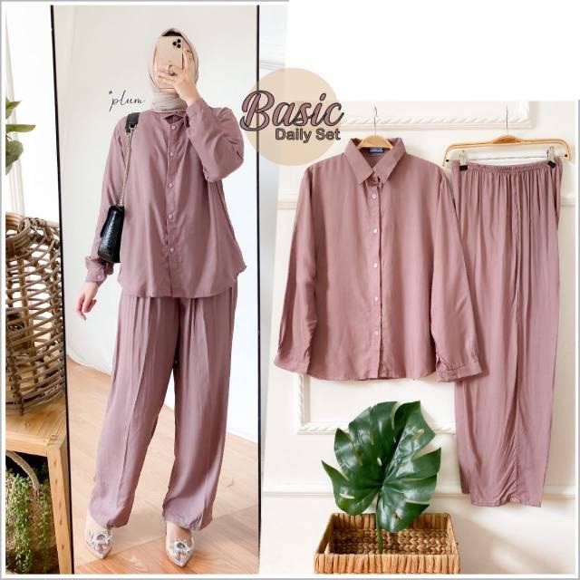 1KG MUAT 3SET | (FREE BELT) BASIC DAILY SET RAYON PREMIUM ONESET ATASAN CELANA FASHION WANITA HITS