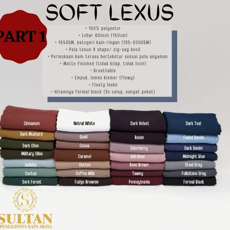 TERBARU PART 1- 50CM SOFT LEXUS POLOS WARNA LENGKAP ORIGINAL KAIN SULTAN ??
