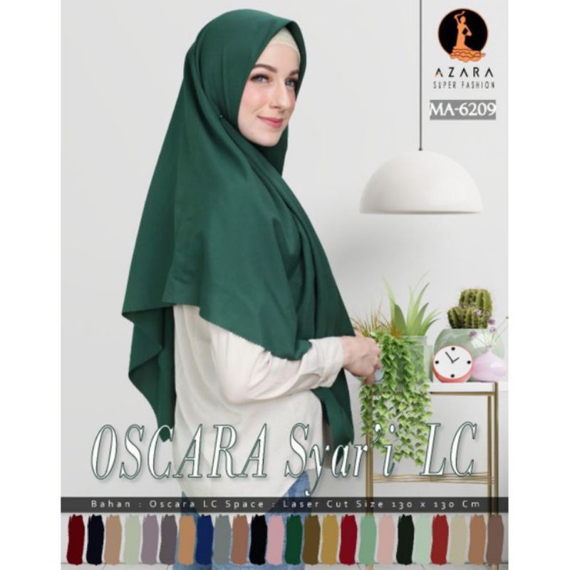 HIJAB SEGI EMPAT SYAR'I OSCARA LC JUMBO 130X130 ORI BY AZARA