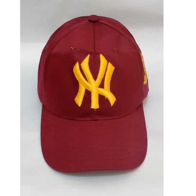 Topi Pria Topi Baseball N-York Bordir depan dan Samping Merah