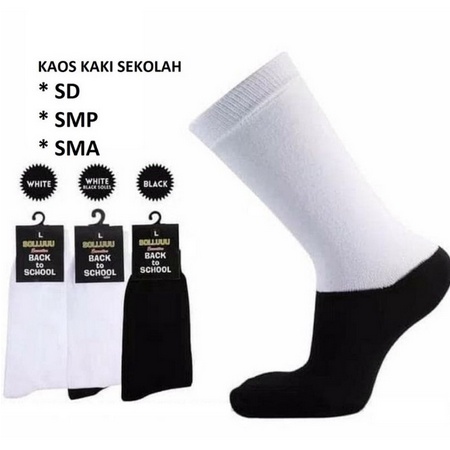 KAOS KAKI SD SMP SMA HITAM PUTIH LAKI-LAKI PEREMPUAN / Kaos Kaki Anak Sekolah Panjang Setinggi Betis