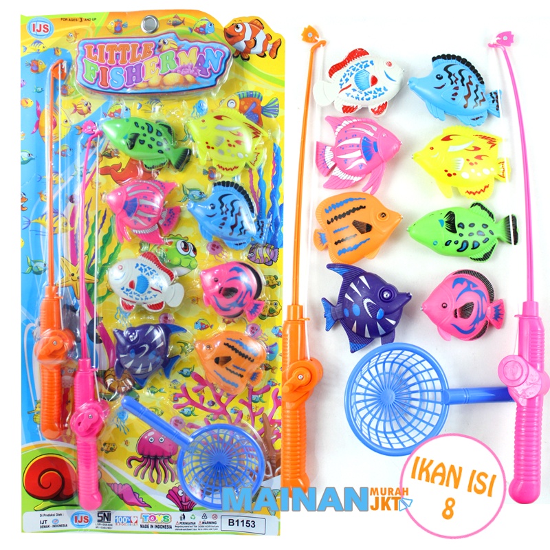 MAINANKEI MAINAN ANAK MURAH PANCINGAN B1153 LITTLE FISHERMAN MAINAN ANAK PANCINGAN IKAN ISI 8