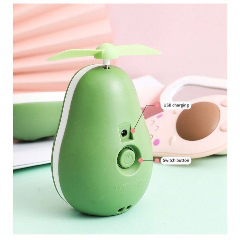 Kipas Cermin Lampu LED AVOCADO Mini Fan 3in1 Lampu Miror Usb Bentuk Alpukat Cute Kipas Mini Fan Terpopuler Kipas Motif Piro