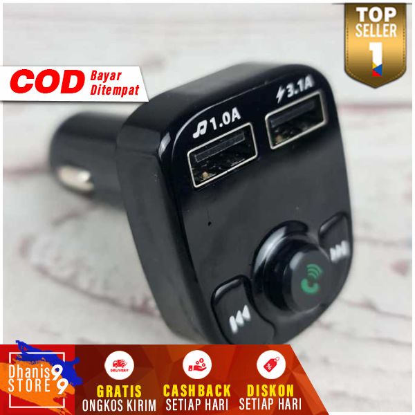 Bluetooth Audio Receiver FM Transmitter Handsfree Dual Port USB Charger Koneksi Bluetoth Penerima Input Flashdisk Berkualitas