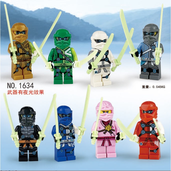 8pcs Ninjago Minifigures Mini Mainan Golden Ninja Action Figure Edukasi Anak Blok Bangunan Mainan Hadiah