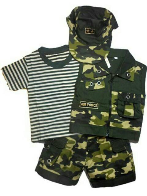 Setelan Army UKURAN BESAR 5-7 thn' Baju anak laki tentara  setelan anak tentara baju topi army anak-1