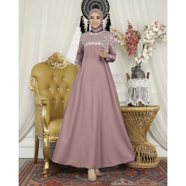 Gamis madina harika // gamis bordir // gamis pesta // terbaru best seller