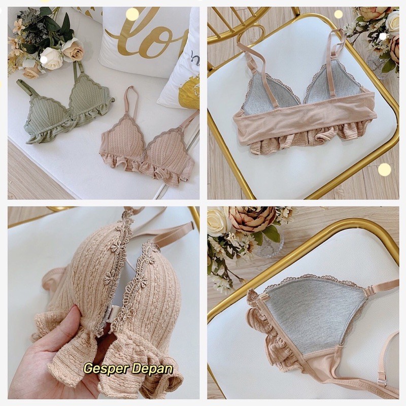 Bra tanpa kawat gesper depan bra enak renda sexy
