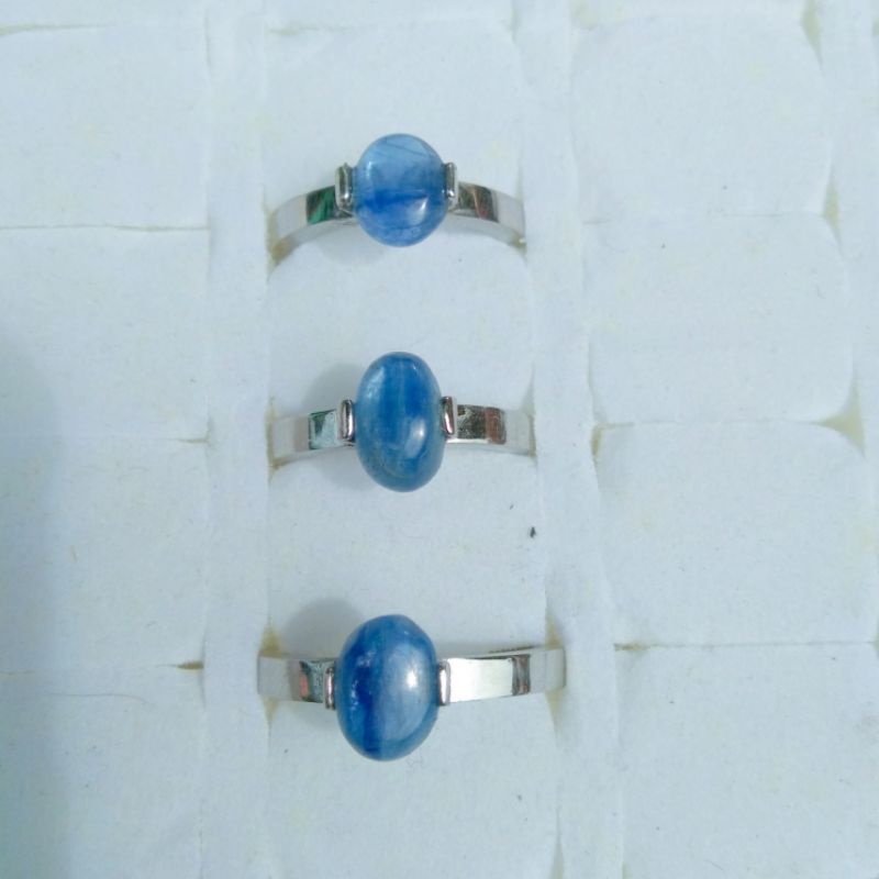 Cincin Titanium Batu Kyanite Blue Safir Australia Natural