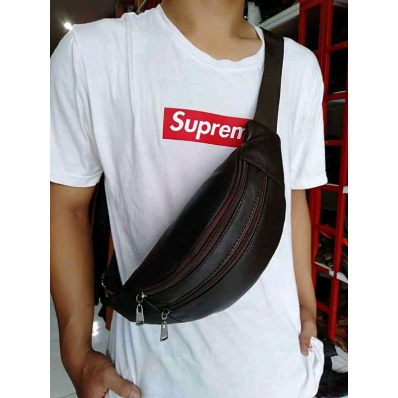 Tas Slempang Kulit Asli Tas Selempang Pria Waistbag Tas Pinggang Pria New