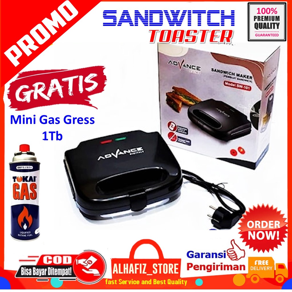 Alat Pemanggang Roti Sandwich Maker Advance SW101 Panggangan Elektrik Teflon Anti Lengket MDS01