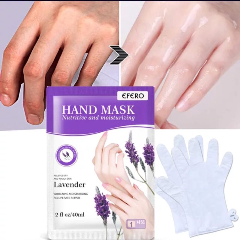 Efero Hand Mask Lavender 1 pasang - Masker Tangan - Nutritive and moisturizing