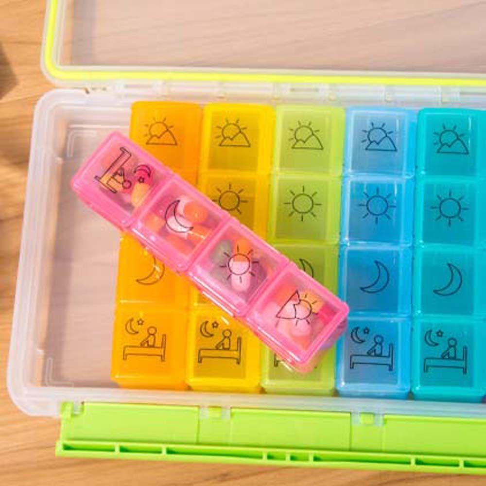 [Elegan] Kotak Pil Mingguan Pagi Petang Tablet Warna-Warni Wadah Penyimpanan Obat Portable Organizer Vitamin 7hari Pill Box