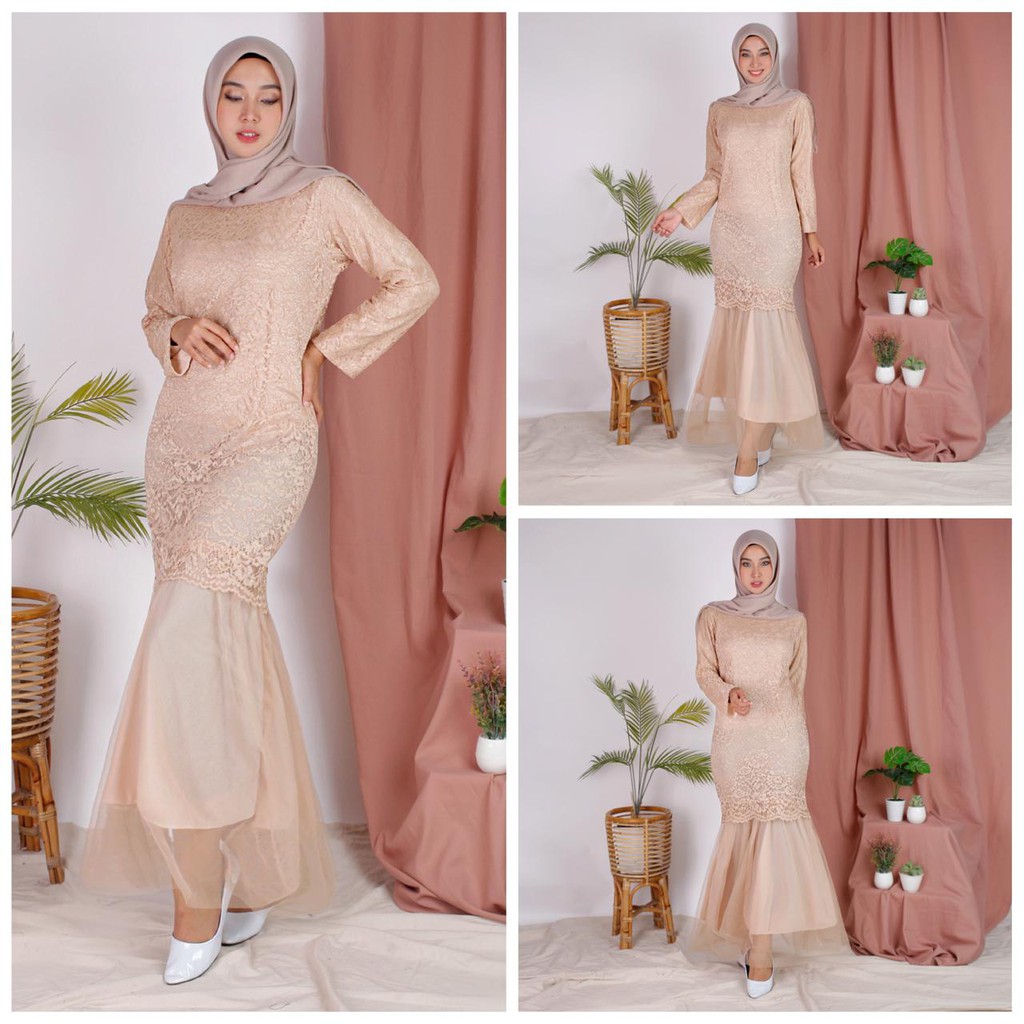 (Pasti RealPict) Maxi Celmira Duyung Brukat Cord Tulang Premium Gamis Baju Muslim Dress Pesta