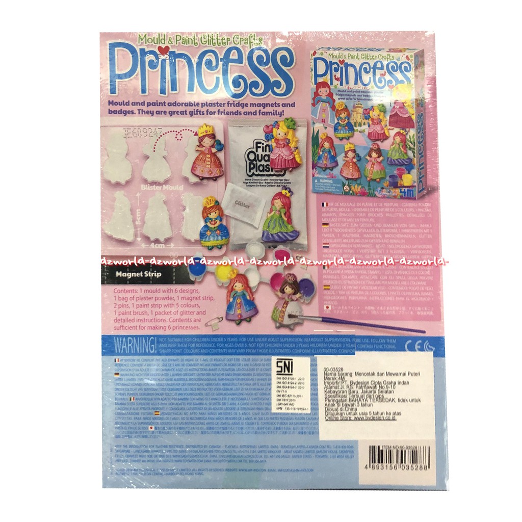 4M Princess Mould Paint Crafts Mainan Keramik Mainan Kerajinan Tangan