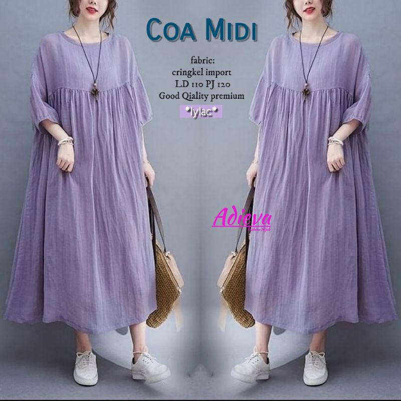 coa midi dres  || Party Dress Midi Cringkel Import Premium ||  Pakaian Pesta Kasual