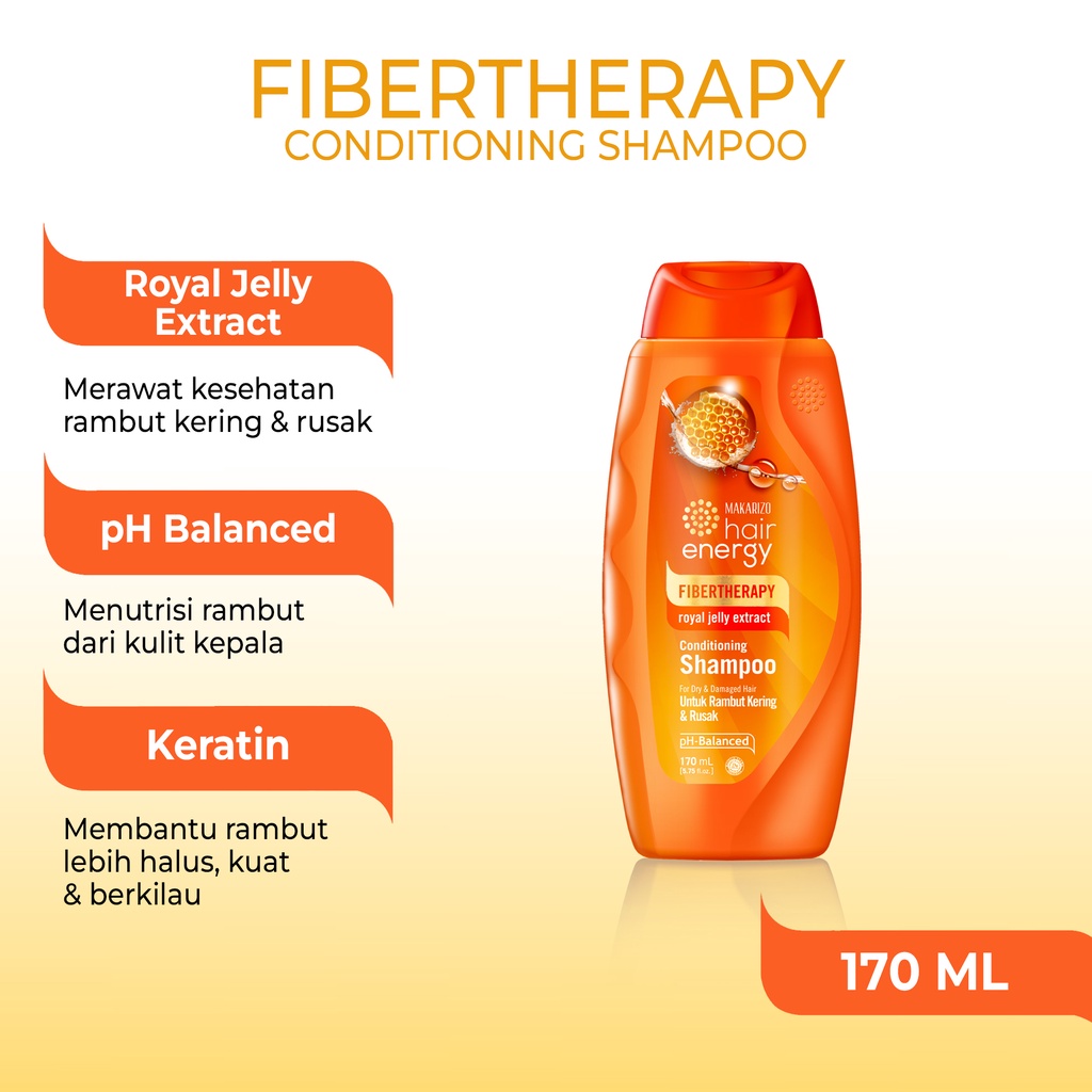 Makarizo Hair Energy Fibertherapy  Conditioning Shampoo Royal Jelly 170 mL / Shampo Kondisioner-1