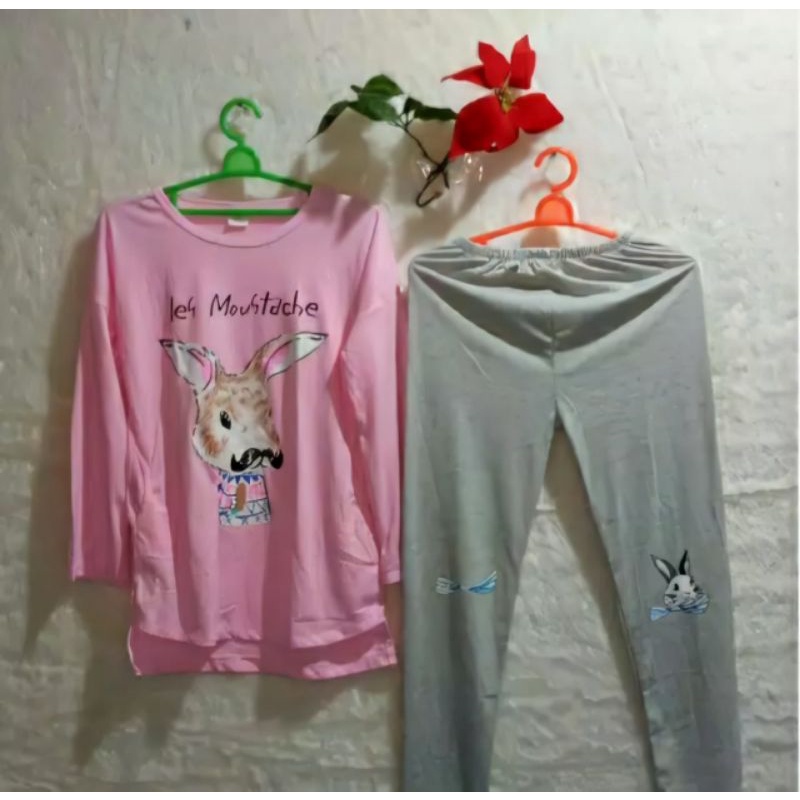 Baju Tidur Wanita Jumbo Motif Keledai Kaos Katun