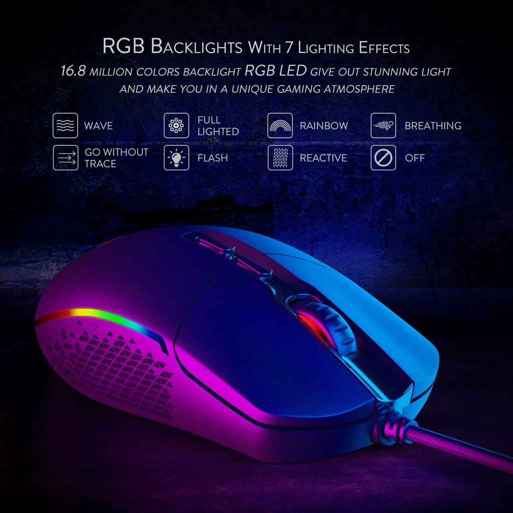 Mouse gaming redragon wired usb Macro 10000dpi M719 RGB Invader