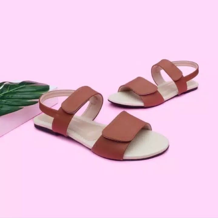 SEPATU SENDAL WANITA BIG SIZE / UKURAN BESAR - KIMORA BROWN - 41,42,43,44