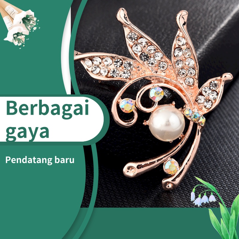 Candy Jewelry Fashion Korean Butterfly Brooches Gold Color Pearl Brooch Pins Rhinestone Breastpin for Women Bros Bentuk Permen Aksen Mutiara Imitasi Warna Emas Gaya Korea Untuk Pakaian