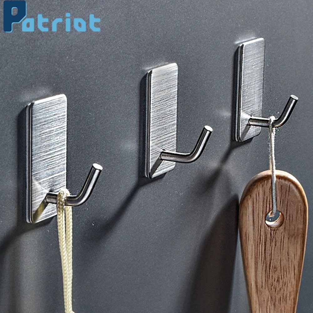 1/4 Pcs Stainless Steel Wall Hooks / Self Adhesive Sticky Hooks for Bathroom Key Bag Coat Towel  Hanger Storage Hanging Holder Rack
