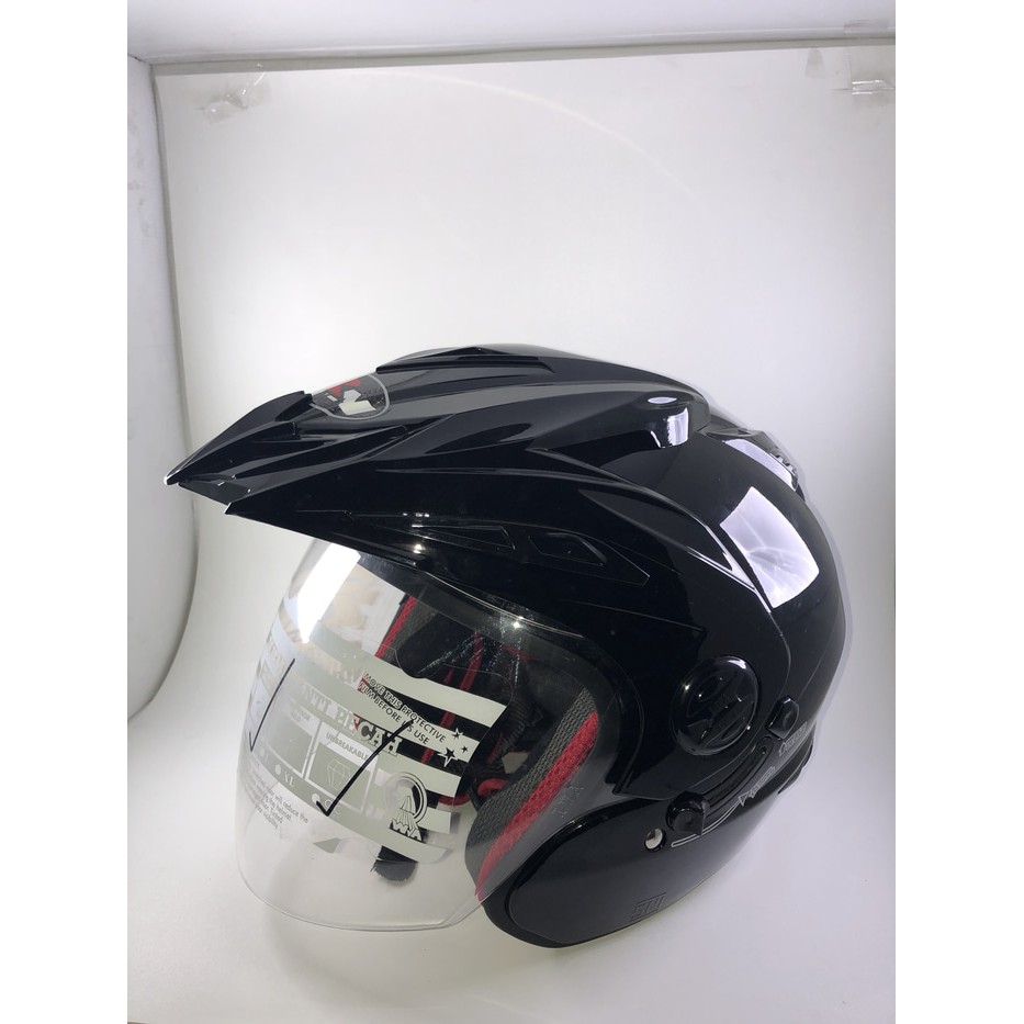Helm RN 2 visor polos hitam metalik Original