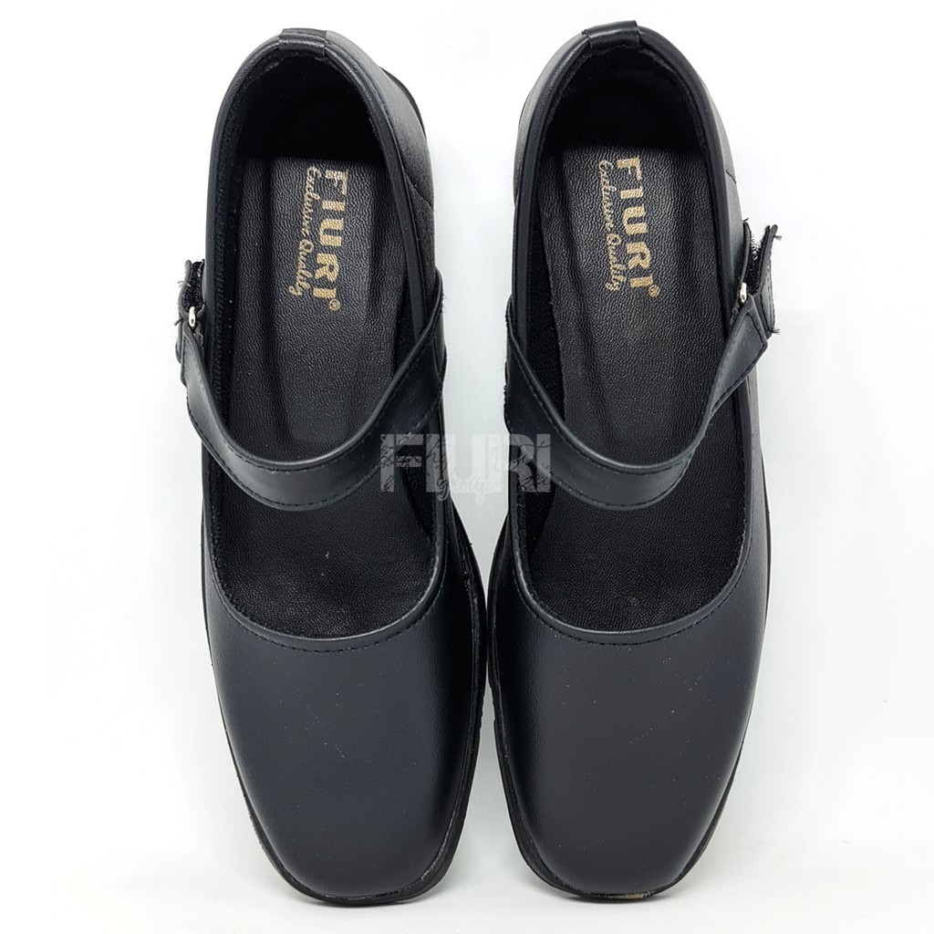 FIURI - Sepatu Pantofel Wanita Tali Hitam - Sepatu Pantofel Sekolah Wanita