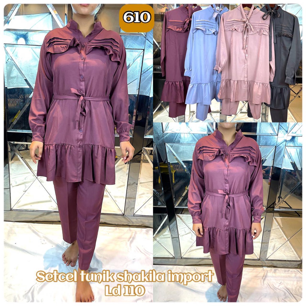 Setcell wanita Tunik Shakila Import Premium