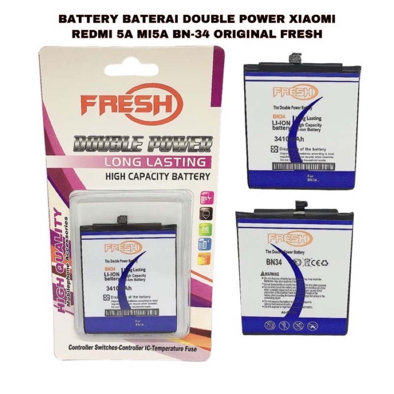 BATTERY BATERAI DOUBLE POWER XIAOMI REDMI 5A MI5A BN-34 ORIGINAL FRESH