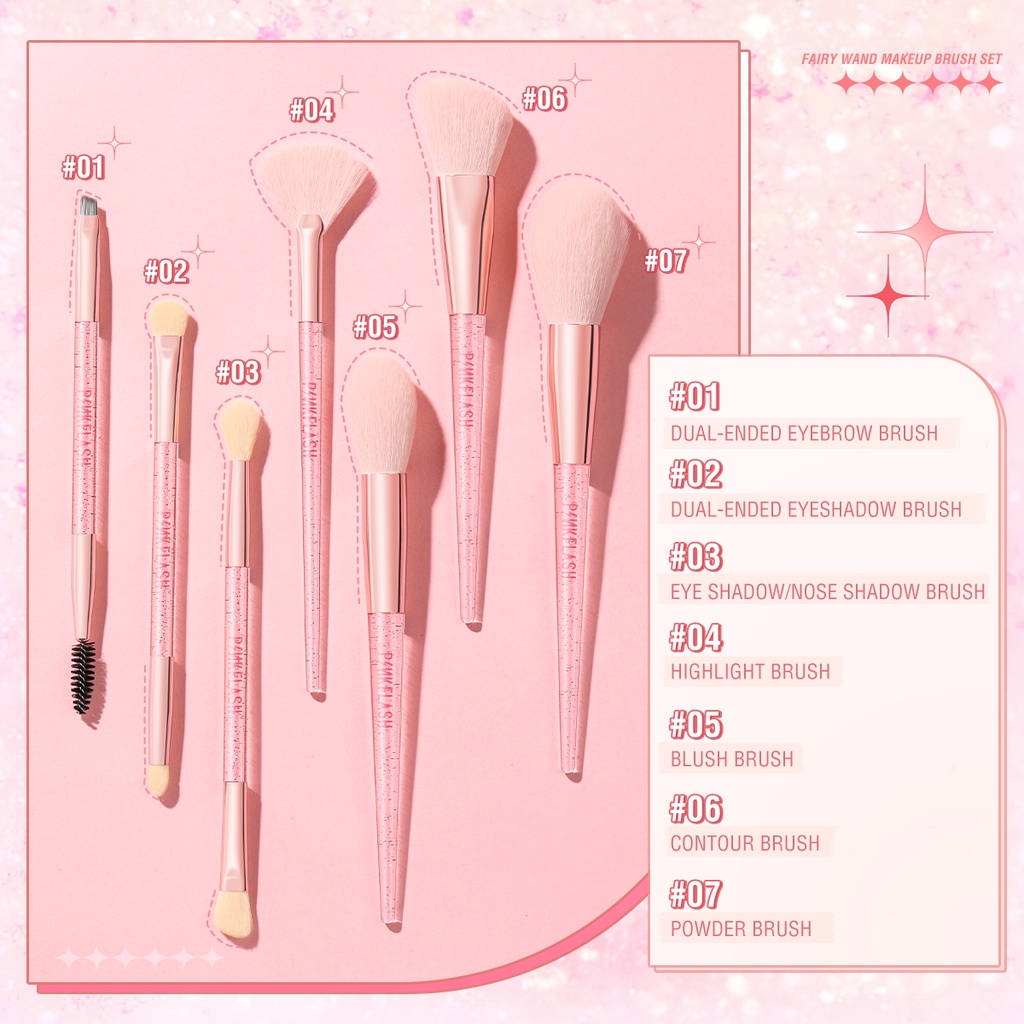 PINKFLASH 7PCS Makeup Brush Set Fairy Wand Beauty Brush Makeup Tool Multi-use Beauty Set