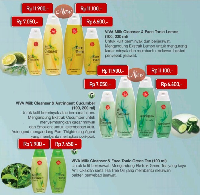 VIVA Cosmetics Face Tonic dan Milk Cleanser Series 100ml - 200ml