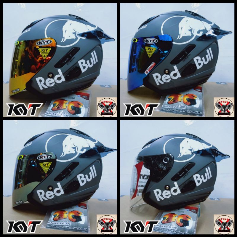Kyt GALAXY- Modif Paket Ganteng Redbull Helm halfface Solid Gorila grey doft