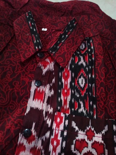Batik Couple Keluarga Modern  Motif Mego Mendung Merah Maroon Busui Jumbo Termurah -batik Pekalongan