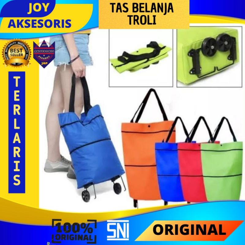 BEST SELLER Tas kantong totebag selempang Belanja Troli roda 4 Lipat serbaguna potable multifungsi r
