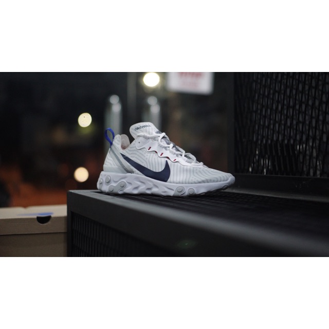 Sepatu pria wanita nike react element 55 2020 white original BNWB