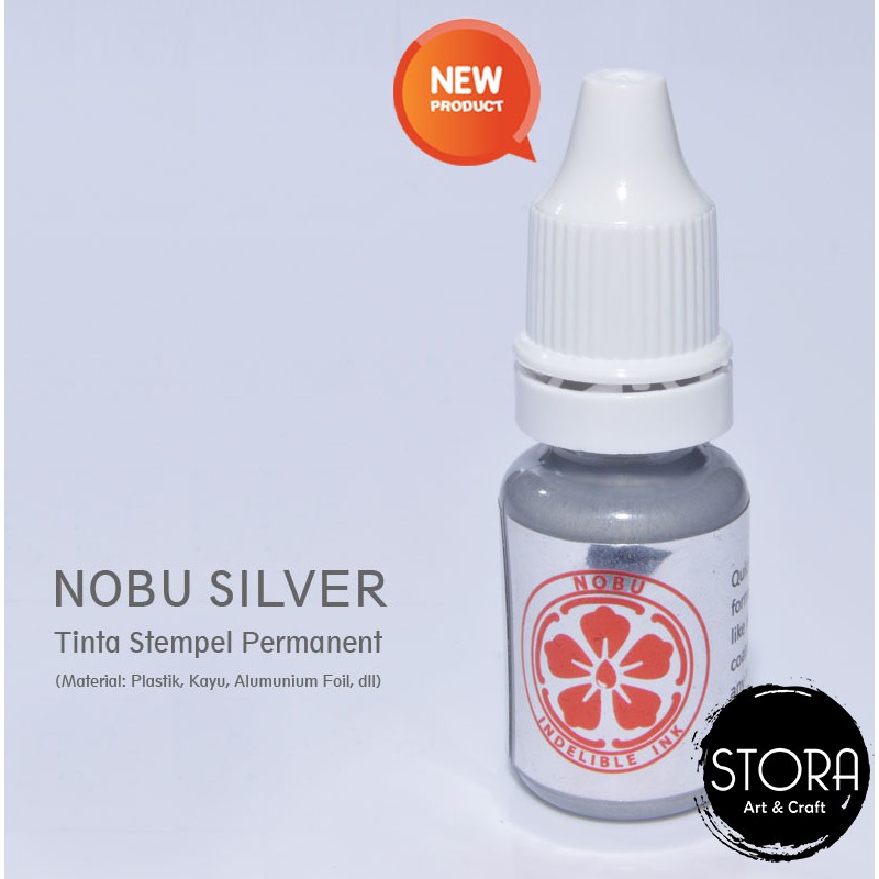

NOBU SILVER - Tinta Stempel Permanent Cap Logo Barcode Plastik Besi - 10 ml
