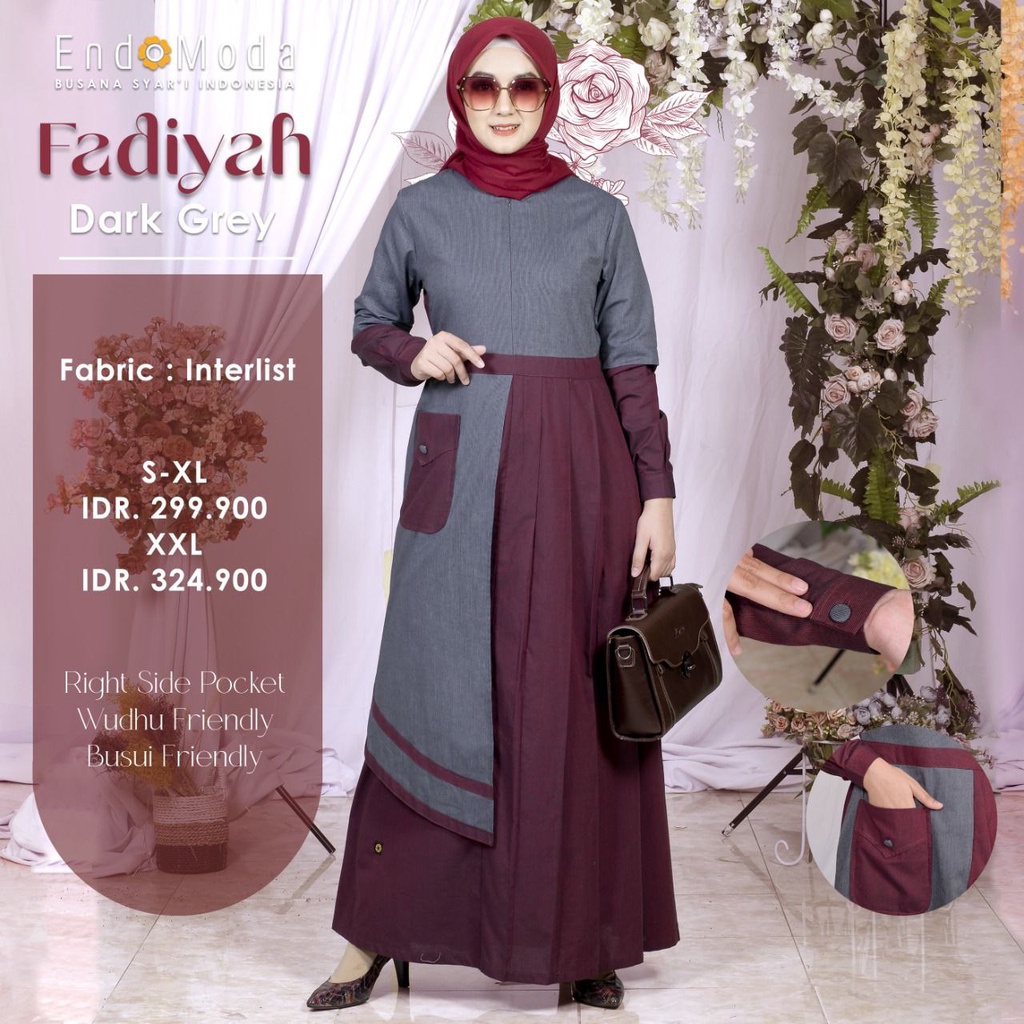 GAMIS ENDOMODA FADIYAH DARK GREY TEBARU DISKON