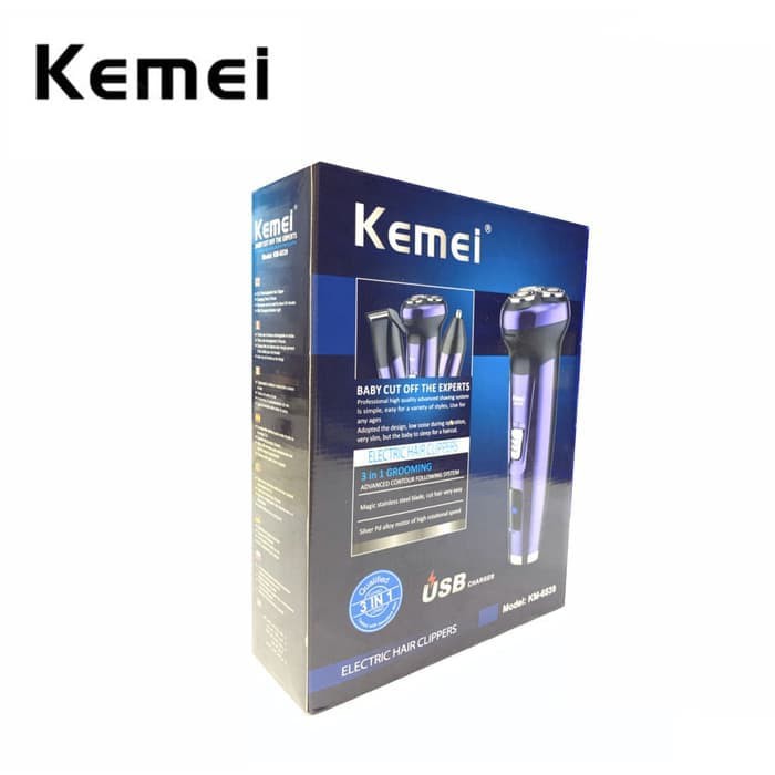 Kemei KM 6539 Clipper Trimmer Shaver dan Alat cukur bulu hidung 3 in 1