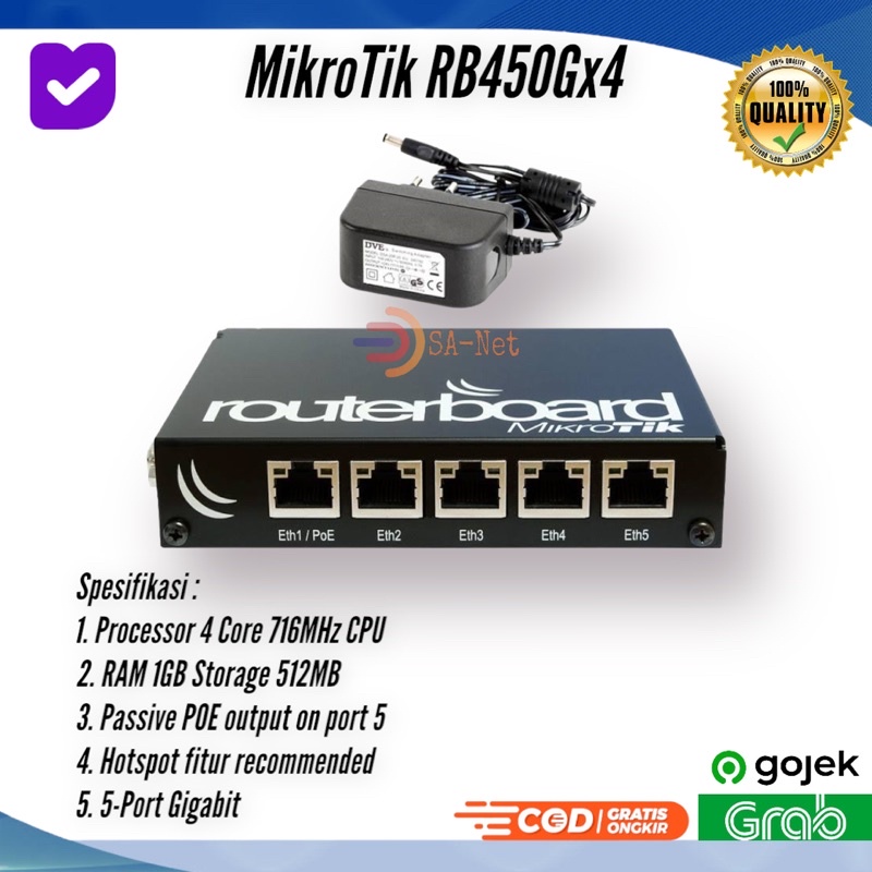 Mikrotik RB450Gx4 RB450 RB450G GX4 Router Indoor 5 Port Gigabit